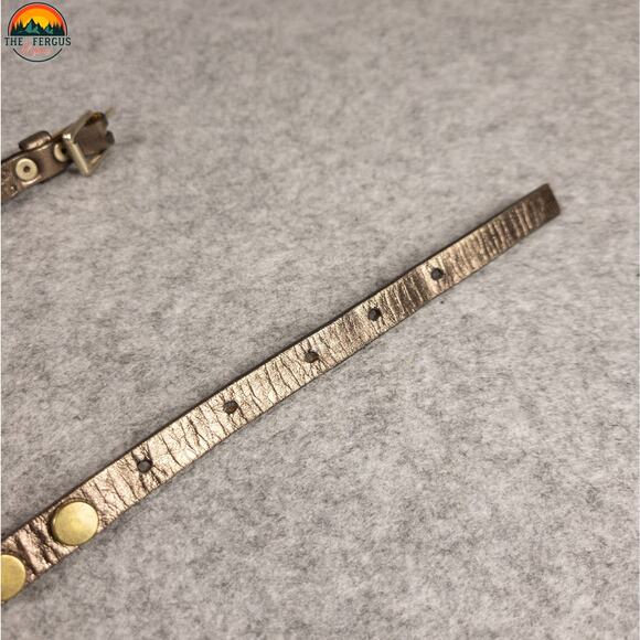 Brave Western Belt Brown Metallic Brass Rivets Boho Cowgirl Coastal Women's 28 - Picture 6 of 11